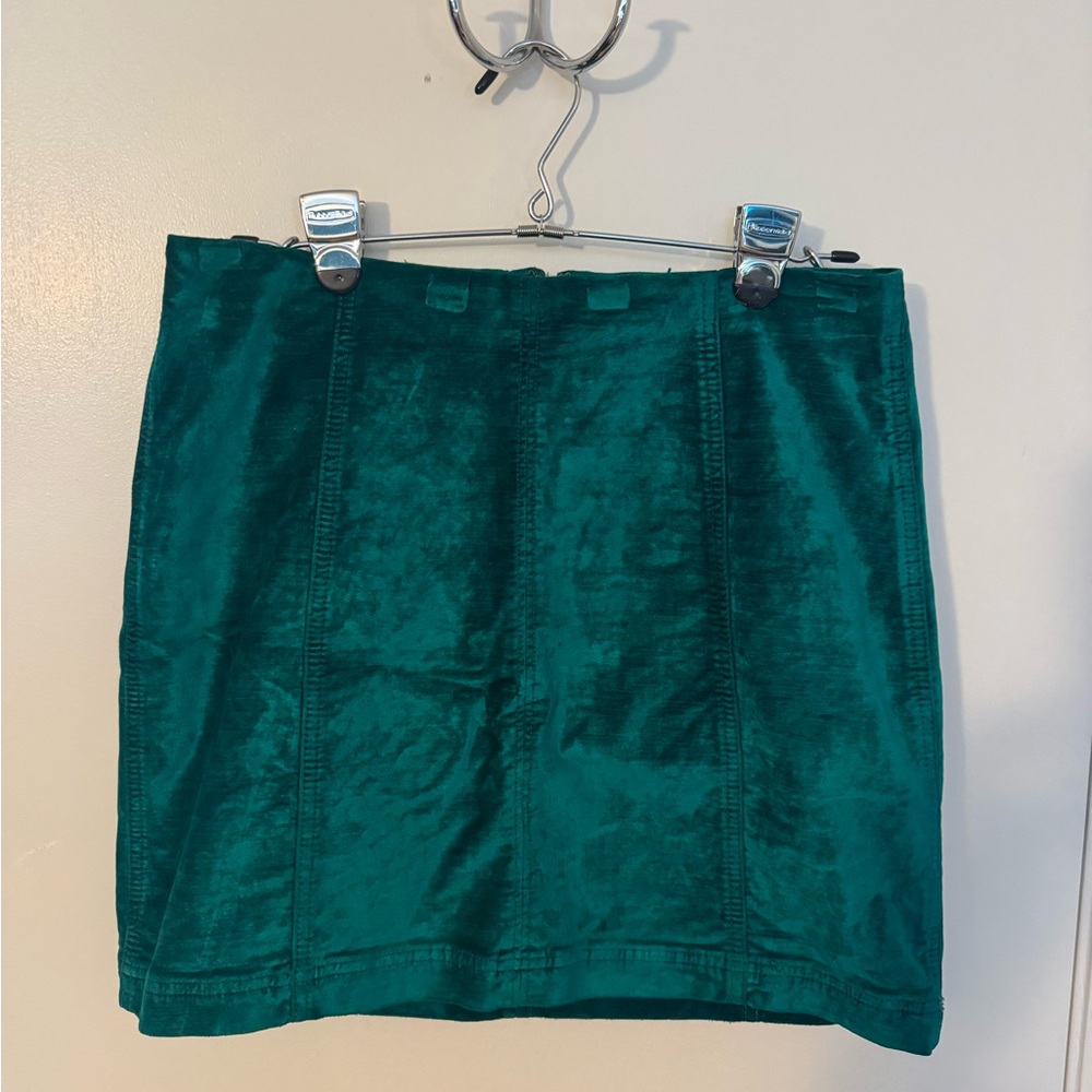 Free People Teal Velvet Mini Skirt